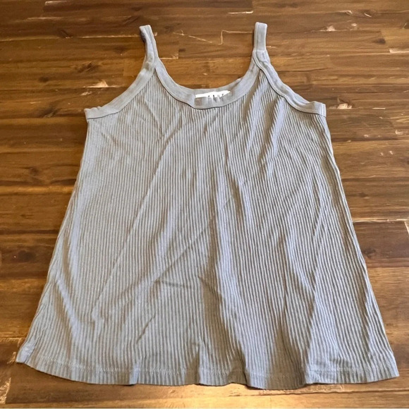 LACAUSA Ribbed Tank Top Blue 100% Cotton Small - Picture 1 of 6